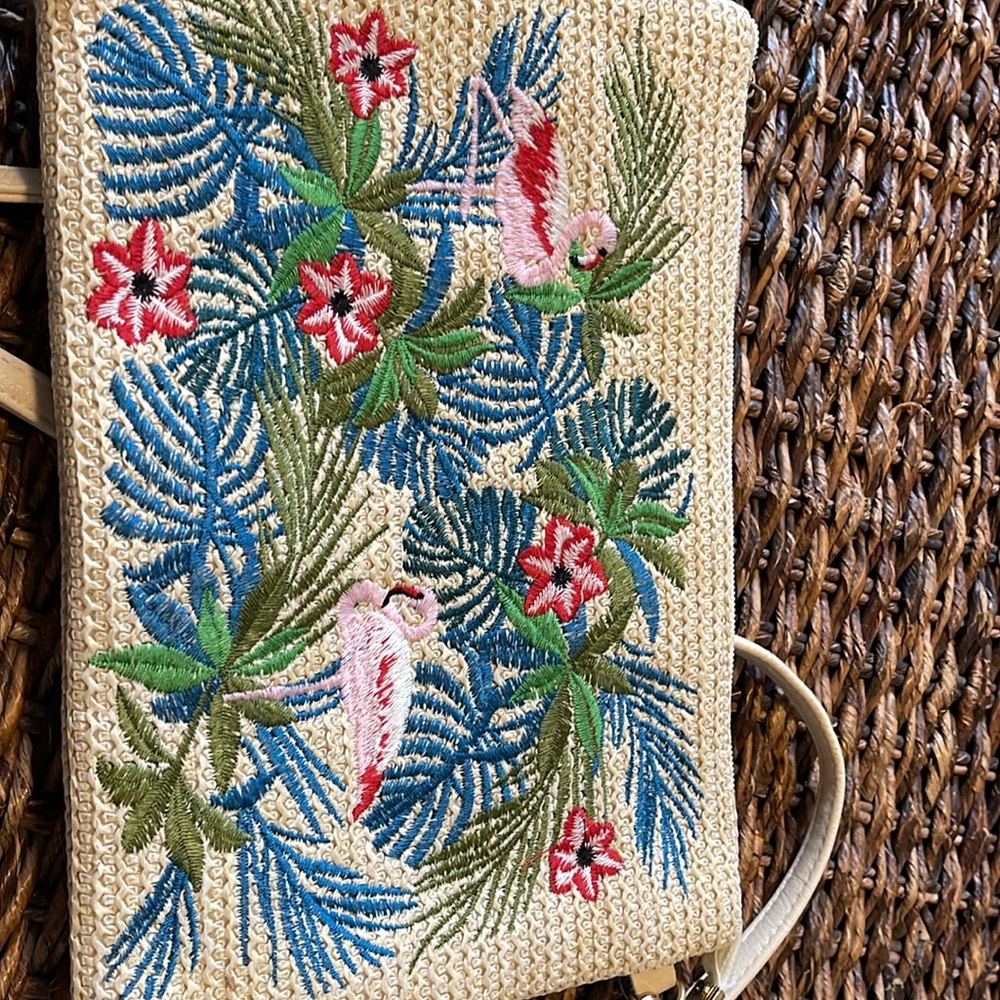 Embroidered Tropical Purse (crossbody / shoulder / clutch) - Picture 2 of 4